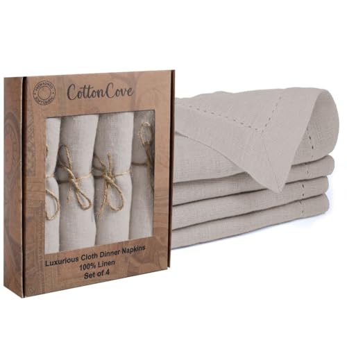 Servilletas de lino 100% naturales 18x18 cm set de 4 miniatura 1