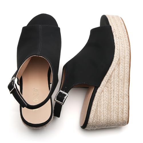 Tilocow Espadrilles Wedges for Women Open Toe Ankle Strap Platform Dressy Casual Sandals Travel Slides2
