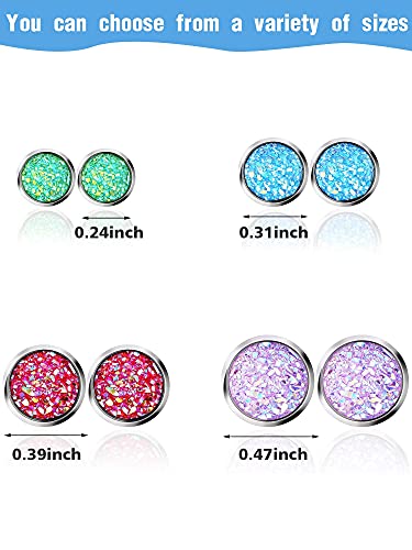 15 Pairs Faux Druzy Stud Earrings Set Stainless Steel Round Earrings Bohemian Pierced Earrings Jewelry for Women