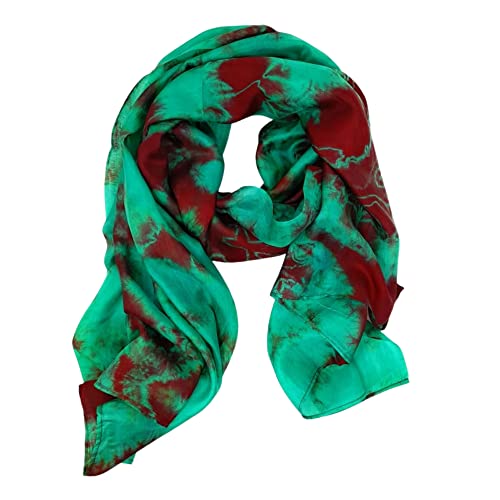 Millie & Boo 100% Brown & Green Marble Silk Scarf ladies scarf wrap silk shawl