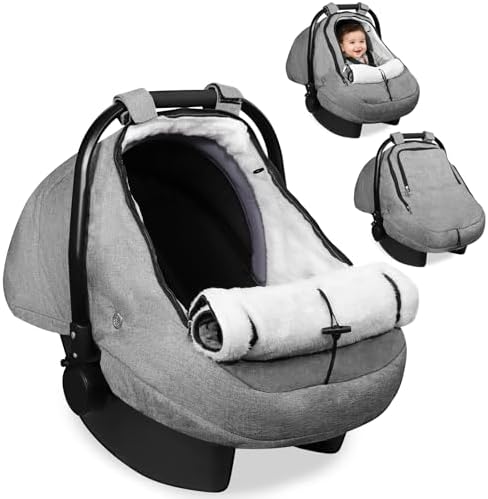 Winter Carseat Cover, Purple Cozy & War Cover, Infant Car Seat Canopy