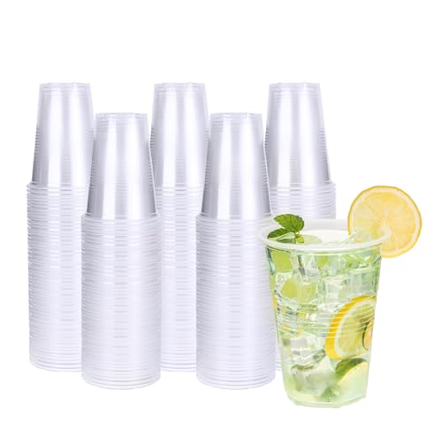 Decatela - Vasos de plástico transparente desechables de 16 onzas, paquete de 240, vasos desechables de plástico transparente para fiestas frías, vasos de plástico transparente a granel para helados,