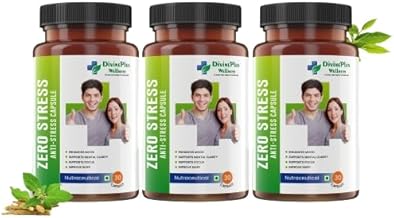 DiViNE PLUS WELLNESS Anti Stress Anxiety Relief Capsule | Support Mental clarity | Improve sleep (30 Capsule, (Pack of 3))