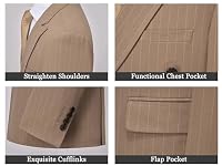 UNINUKOO Herren-Smokinganzug, 2-teilig, Nadelstreifen, zweireihig, schmale Passform, formelles Kleid, Blazer, Jacke, Hose, Burgunder, M – Ansicht 5