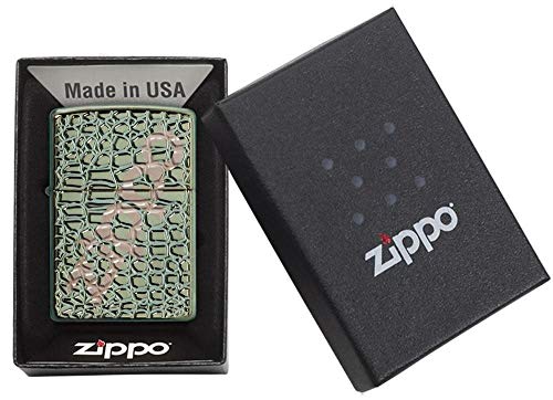 Zippo Alligator Armor Chameleon High Polish Chrome Pocket Lighter, One Size #TOP2