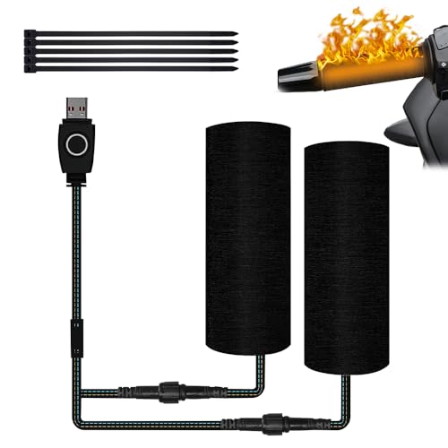 SGZIOO Heizgriffe Motorrad, 5V USB Heizgriffe Motorrad Fahrrad Overgrips, Intelligente Dreistufige Temperaturregelung, Wasserdicht Universal Motorrad Heizgriffe, 1 Paar