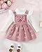 Megeoly Toddler Baby Girl Outfits Long Sleeve Ribbed T-Shirt Bow Overall Dresses Suspender Skirt Set Fall Winter Clothes,Light Pink,3-4 Years