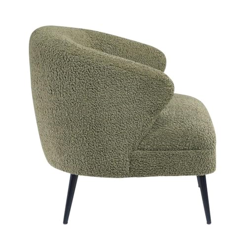 Sillón Curvo Verde con Tela Bouclé y Estructura Metálica miniatura 5