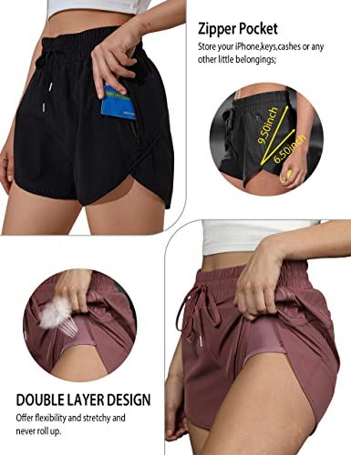Bmjl Women's Running Shorts Summer Athletic High Waisted Drawstring Causal Workout Sport Shorts With Pockets(S, Black) #TOP4