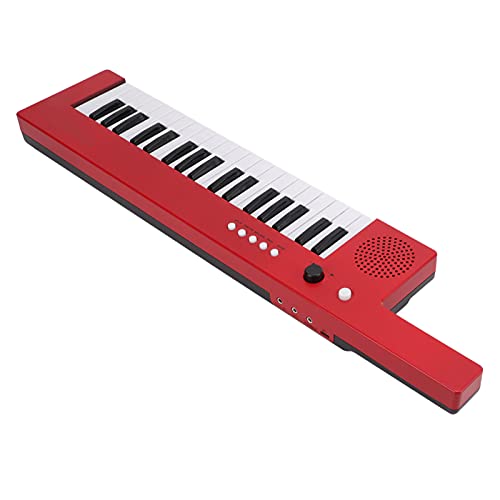 Piano de 37 Teclas con Micrófono, Delgado Y Súper Compacto Guitarra Portátil Órgano Electrónico Mini Keytar Instrumento Musical de Educación para Principiantes(BF-3755 rojo)