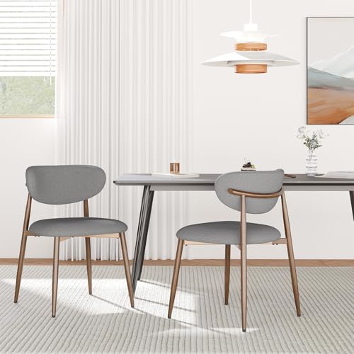 Image of MALOL Upholstered Curved Back Dining Chairs Set of 2, Light Grey