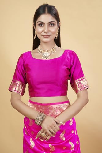 Image of Shasmi Women's Banarasi Saree Pure Kanjivaram Silk Saree Soft new ladies 2025 Design Wear Pattu Sarees Party Sari collections With Blouse Piece for Wedding sadi (PARI-188)
