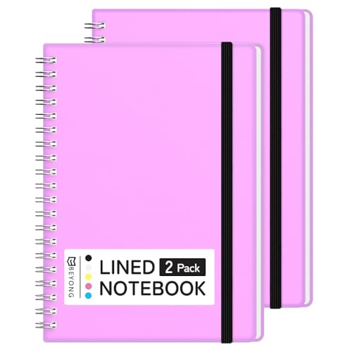 BEYONG Spiral Journal Notebook - 2 Pack Small Size, Lined Journals for Writing, Journaling, Note Pad, Diary, Work & School, Men & Women (Purple, 5x7)