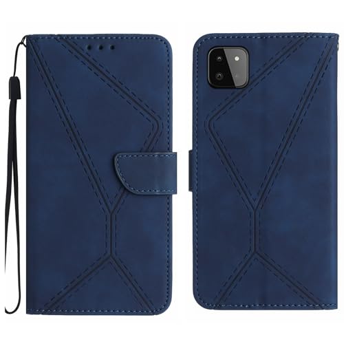 Rfvzubemok Compatible with Samsung Galaxy A22 5G Case,Compatible with Samsung Galaxy A22 5G Kickstand Flip Card Slot Magnetic Closure Phone Cover Blue