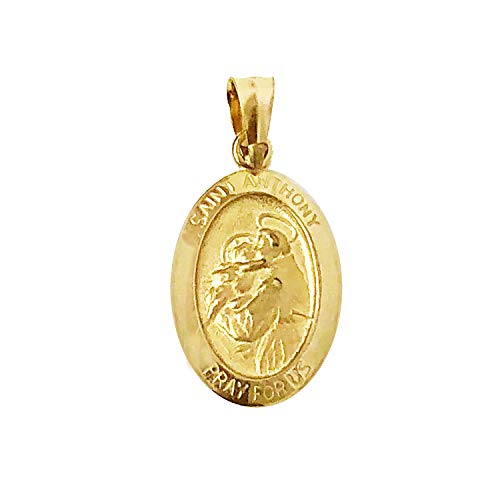 Ritastephens 14k Yellow Gold Saint St. Anthony Oval Medal Charm Pendant Only or Chain Necklace