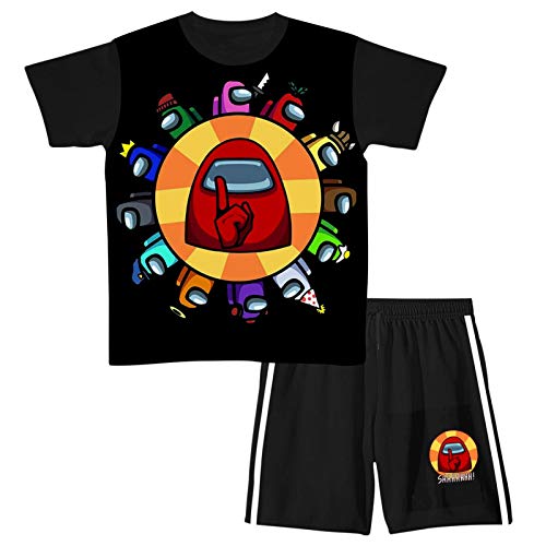 Big Boys Summer Outfitss Short Sleeve T-Shirt & Shorts Sets Playwear Youth Clothes 2 Piece X-Large
