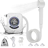 HCGNOXY ポータブルシャワー 電動シャワー キャンプ 簡易シャワー ポータブルシャワー 水圧強い USB充電式 8000mAh 携帯シャワー IPX8防水 水流量無段階調節 海水浴 サーフィン 旅行 水遣り 洗車 防災/停電時用 植物潅水 ペットシャワー