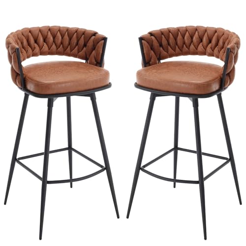 BV 30" Swivel Bar Stools Set of 2 with Woven Back & Footrest