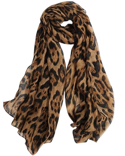Women's Leopard Print Scarves Lady Lightweight Scarf Soft Sunscreen Shawls Vintage Wrap Shawl