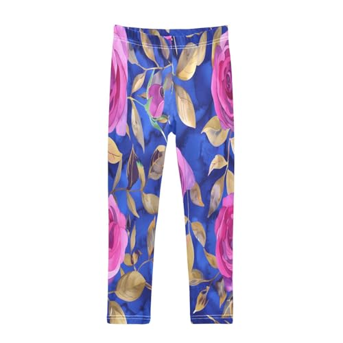 Toddler Girls Leggings Printed Yoga Pants Leggings Bright Pink Roses for Kids
