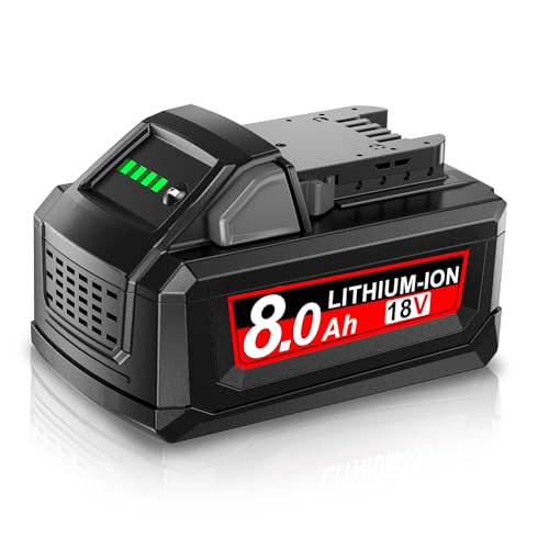 18V 8.0Ah/8000mAh Battery for Milwaukee M18, Powtree Replacement for Milwaukee 18V Battery 48-11-1810 48-11-1820 48-11-1850 48-11-1828 48-11-1860 Cordless Power Tool with Indicator (Lithium/Red)