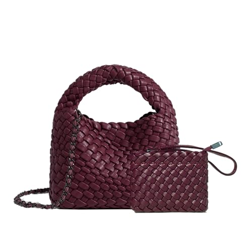 Image of JINMANXUE Fashion Mini Handbag For Women, Woven Tote Bucket Composite Bag Knitting Chain Bags, Crossbody Shoulder Purses