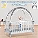 Crib Tent - Crib Net to Keep Baby in, Stop Baby from Climbing Out of Crib, Pop Up Baby Crib Tent with Double Zip Strong Rods and Breathable Net Clear Visibility Easy to Install (Grey, Large)