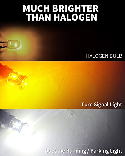 Lasfit 7443 Switchback Led Bulb Turn Signals Front 7444Na 7444 Dual Amber White Daytime Running Lights Drl Lighting Front Parking Lights 2023 Blinker 6000K Extremely Bright Need Resistor #TOP1