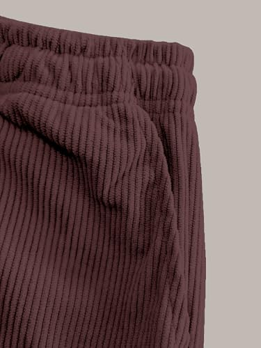 Image of Pinkmint Men's Stretchable Ribbed Track Pants | Poly Lycra Relaxed Fit Trousers | Elastic Waist Drawstring Joggers | Casual, Gym, Lounge Wear for Men