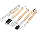 Produktbild Luxuon 5-teiliges Set Grillwerkzeug, Zangen, Dreher, Grillgabeln und Grillbürsten aus Edelstahl und Holz