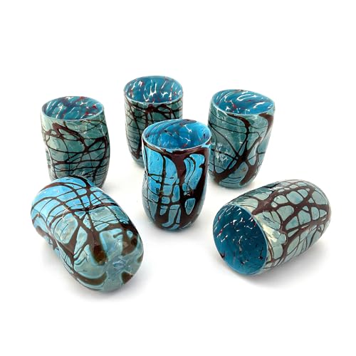 Mazega Art & Design 6 Special Edition Glasses, made of Murano glass - Tiziano (6, Light Blue)