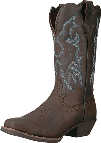 Justin Women's Brandy Western Boot Square Toe Dark Brown