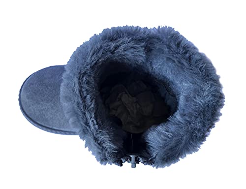 Image of REDVOLUTION Kids Boots Toddler Girls Cute 2 Buttons || Rhinestone Faux Fur Suede Knitting Shoe (Toddler 8, 365 grey)
