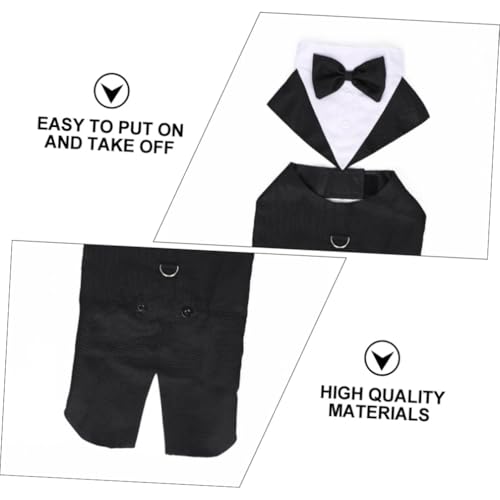 Traje formal para perro pequeño Beaupretty con moño blanco miniatura 5