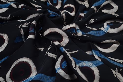 Image of Ethnics of Kutch Womens's Ajrakh Modal Silk Natural Dye Hand Block Print Unstitched Kurta Fabric
