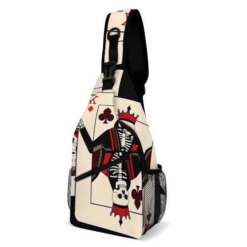 OXJOIIS Casual Sling Bag Backpack, Rucksack, Poker Card Queen King Art Shoulder Crossbody Bag Chest Pack, Tool Backpack, Satchel Bookbags Travel Rucksack Daypack for Man/Women