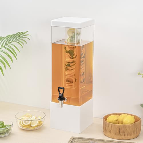 Image of Restaurantware-Bev Tek 3 Gallon Beverage Dispenser, 1 Square Drink Dispenser For Parties - With Infusion Core, Bamboo Base, Clear Acrylic Drink Dispenser With Stand, Easy-To-Use Spigot