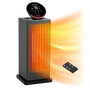 Space Heater,1500W Oscillating Heater for Indoor Use with ECO Thermostat,Remote,4 Modes and 24H Timer, TABYIK Portable Electric Heaters with 6 Protection for Small Room for Office