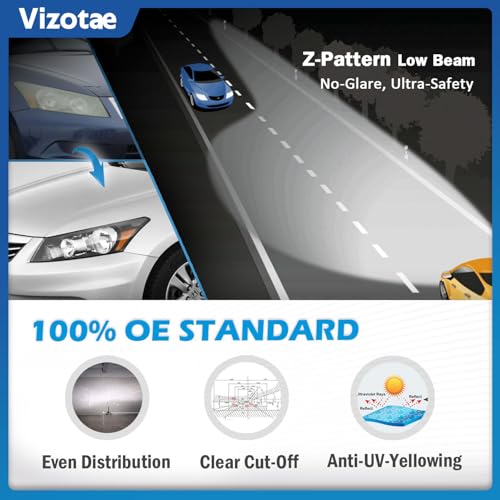 Vizotae Headlights Assembly for 2008-2012 Honda Accord 4Dr, High/Low Beam W/Bulbs, Driver & Passenger Side, NOT fit coupe models or Crosstour models by Vizotae - Image 8