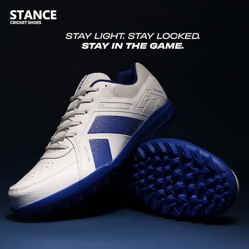 Image of NIVIA Stance Cricket Shoes for Men & Women with Breathable Synthetic Upper, EVA Cushion Sockliner, Personalized Heel Fit & High-Grip TPU Stud Outsole for Batting, Bowling & Fielding