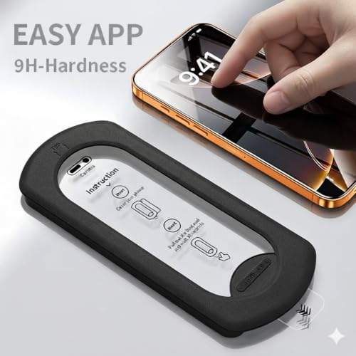 Image of EGOTUDE for iPhone 17 Pro Max Tempered Glass 9H Hardnes Edge-To-Edge Coverage Screen Guard Protector with Easy Fit Auto Dust Removal Kit