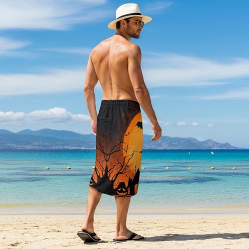 Mens Hawaiian Lavalava Swimsuit Cover Up with Pockets Traditional Polynesian Puletasi Samoa Sarong Pareo Parua Skirt3
