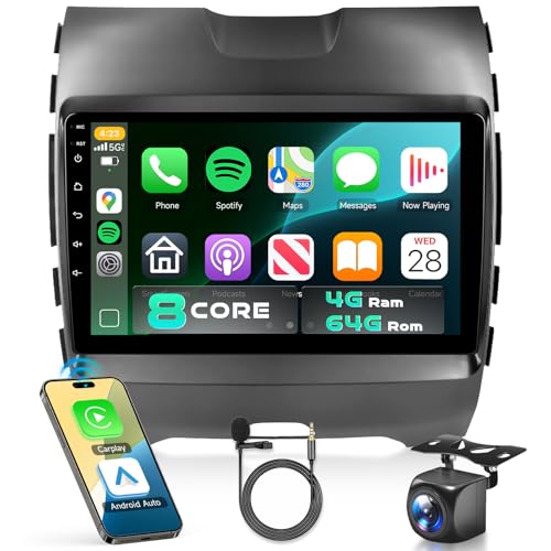 Rádio Wi-Fi 8 núcleos 4 GB + 64 GB 5/6 GHz para Ford Edge 2016 2017 2018 2019 2020 estéreo para carro Android 13 Snapdragon processador 9 polegadas 1280 x 720 IPS Touchscreen Carplay/Android Auto GPS