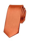 Besonderheit: handgenäht Autiga® Krawatte Herren Hochzeit Konfirmation Slim Tie Retro Business Schlips schmal dunkelorange