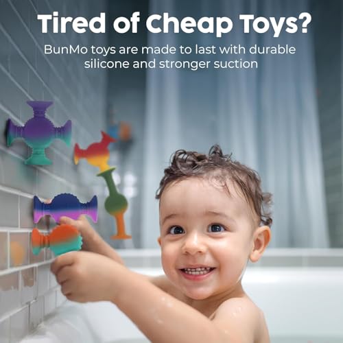 Image of BUNMO Bath Toys Suction - Connect, Build, Create - Bath Toys - Hours of Fun & Creativity - Fine Motor Skills - Stimulating Sensory Toys - Non-Mouthable Toy 3+ - Color Changing 10 Pack