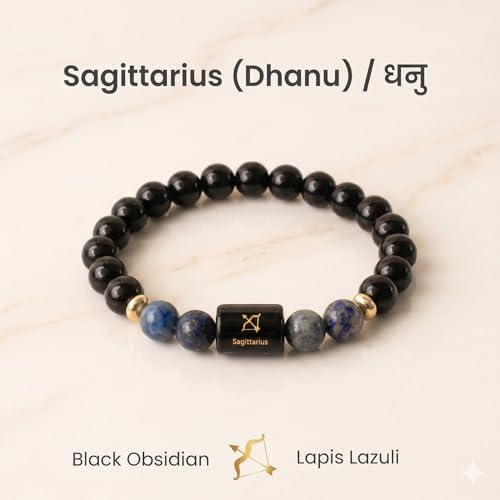 Image of ARDEN Zodiac Crystal Bracelet for Men & Women | All Rashi Crystal Bracelets | Natural Healing Stone Astrology Bracelets | Adjustable Energy Bracelet for Wealth, Positivity & Protection | Birthday Gift