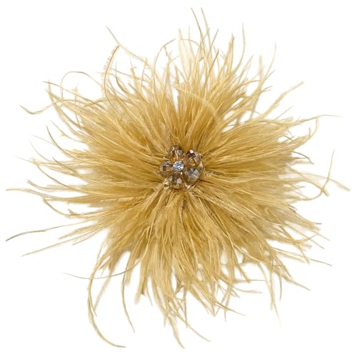Broche en plumes et strass élégante : bijou floral couture pour sublimer vos robes de mariée