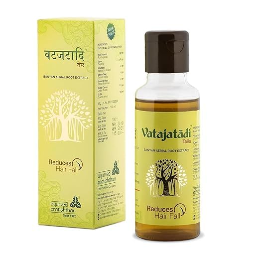 Image of Vatajatadi Hair Care Combo by Ayurved Pratishthan - 200ml Banyan Root Oil + 2 x 60 Vatajatadi Vati Tablets - Natural Anti-Hair Fall Solution - For All Hair Types - Pack of 3