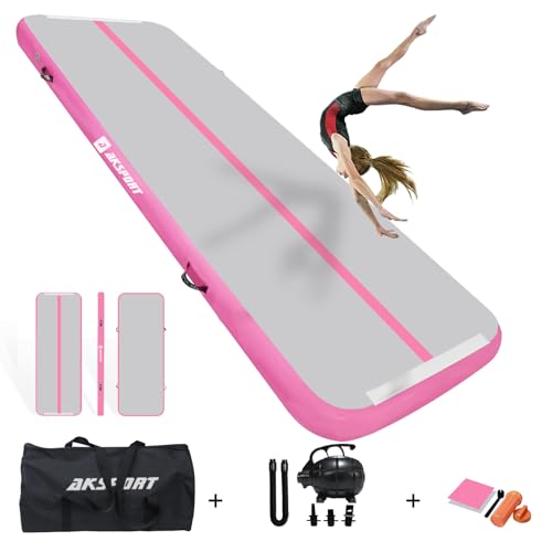 AKSPORT Inflatable Gymnatsics Mat Tumble Track 10ft 13ft 16ft 20ft 23ft Air Tumbling Mat with Air...