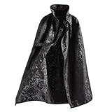 Black Brocade Stand Collar Gothic Cloak Hoodless Cape Hanfu Outwear Halloween Vampire Costume (926# Black, Height 5'9'-6'1')